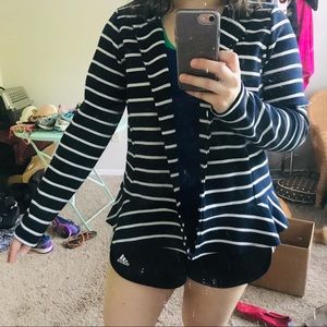 Navy Striped Peplum Blazer